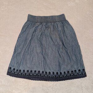 Zara Embroidered Chambray Mini Skirt